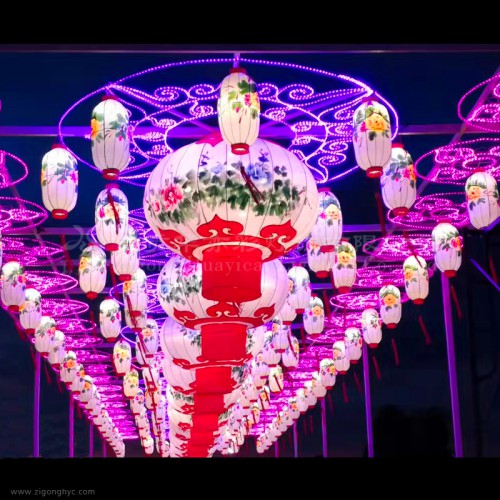 走廊通道室外彩燈花燈大型彩燈花燈生產廠家春節美陳布置商場布置