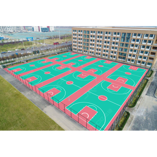硅pu籃球場 籃球場8mm硅pu塑膠面層 硅pu籃球場廠家