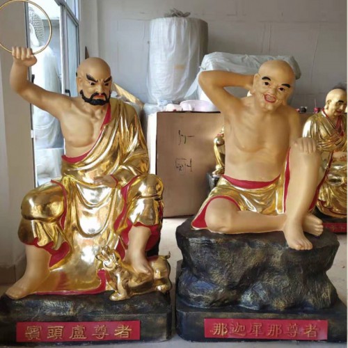 寺院十八羅漢佛像，1.2米貼金十八尊者佛像價格。