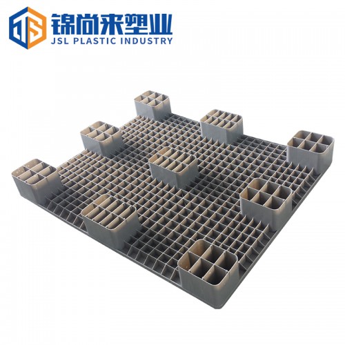 塑膠卡板 浙江廠家生產藍色1210平板大九腳塑料墊板 現貨