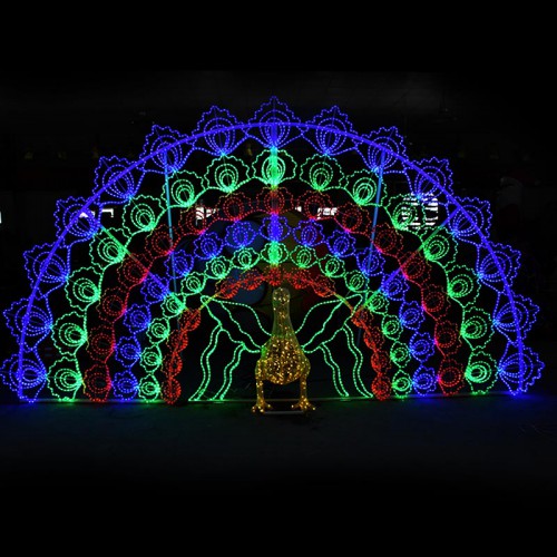 東莞彩燈源頭工廠現貨直銷led彩燈孔雀造型燈戶外景區裝飾