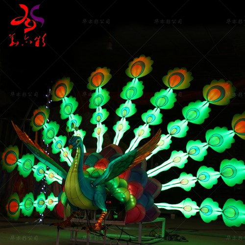 東莞彩燈制作廠家現貨led發光鐵藝造型孔雀燈飾公園景區亮化