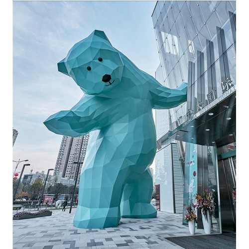 玻璃鋼雕塑定制商業(yè)街大型卡通動物不銹鋼雕塑售樓部大熊商場美陳