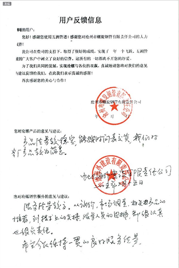 用戶滿意度反饋調查1