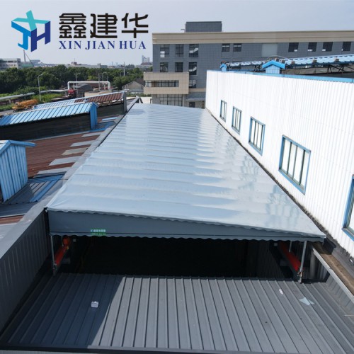 廠家大跨度屋頂軌道移動(dòng)伸縮雨棚 懸空過(guò)道雨棚遙控電動(dòng)推拉棚