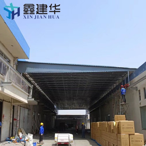 戶外防雨電動(dòng)推拉棚 廠房倉(cāng)儲(chǔ)伸縮雨棚移動(dòng)遮陽(yáng)防雨雨棚推拉篷