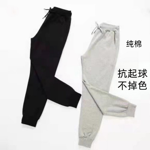 純棉衛(wèi)褲廠家批發(fā)春秋毛圈男女款黑灰色加絨冬款束腳休閑運動褲