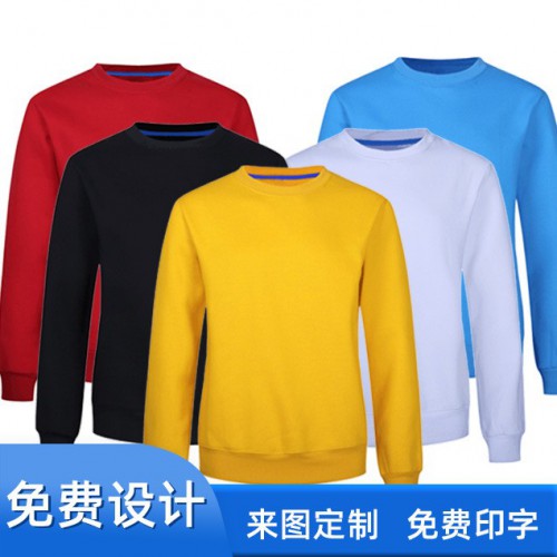 薄款純色圓領衛(wèi)衣 工廠批發(fā)春秋空白熱轉(zhuǎn)印衛(wèi)衣班服