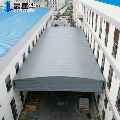 供應空中防雨蓬電動伸縮棚活動雨棚加工定制