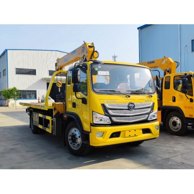 福田歐馬可平板帶吊清障車(chē)5噸6噸隨車(chē)吊
