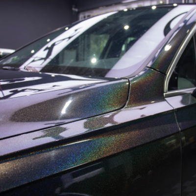 汽車改色膜奧迪q7鐳射黑